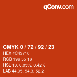 Color code: CMYK 0 / 72 / 92 / 23 | qconv.com