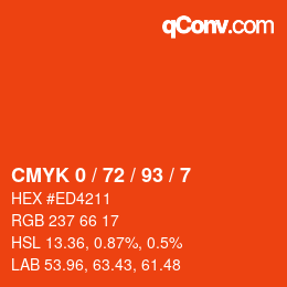 カラーコード: CMYK 0 / 72 / 93 / 7 | qconv.com
