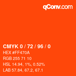 Color code: CMYK 0 / 72 / 96 / 0 | qconv.com