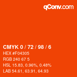 Color code: CMYK 0 / 72 / 98 / 6 | qconv.com