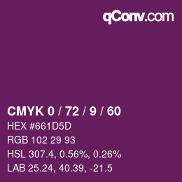 カラーコード: CMYK 0 / 72 / 9 / 60 | qconv.com