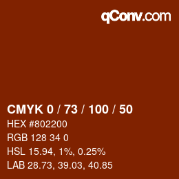 Color code: CMYK 0 / 73 / 100 / 50 | qconv.com