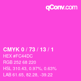 Color code: CMYK 0 / 73 / 13 / 1 | qconv.com