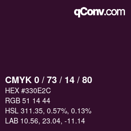 カラーコード: CMYK 0 / 73 / 14 / 80 | qconv.com