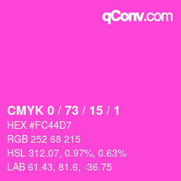 Color code: CMYK 0 / 73 / 15 / 1 | qconv.com