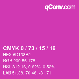 カラーコード: CMYK 0 / 73 / 15 / 18 | qconv.com