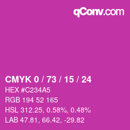 Color code: CMYK 0 / 73 / 15 / 24 | qconv.com