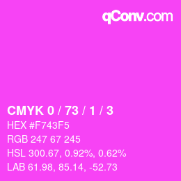 カラーコード: CMYK 0 / 73 / 1 / 3 | qconv.com