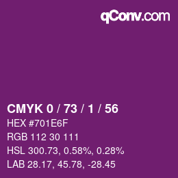 カラーコード: CMYK 0 / 73 / 1 / 56 | qconv.com