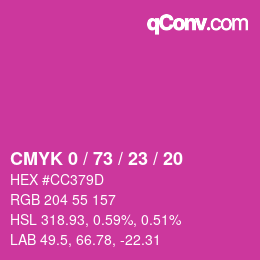 Color code: CMYK 0 / 73 / 23 / 20 | qconv.com