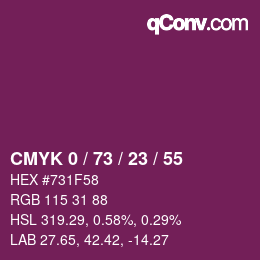Color code: CMYK 0 / 73 / 23 / 55 | qconv.com
