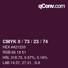 カラーコード: CMYK 0 / 73 / 23 / 74 | qconv.com