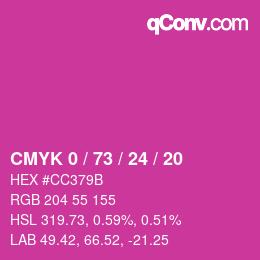 Color code: CMYK 0 / 73 / 24 / 20 | qconv.com