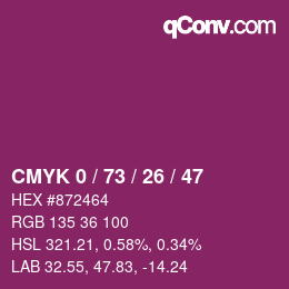 Color code: CMYK 0 / 73 / 26 / 47 | qconv.com