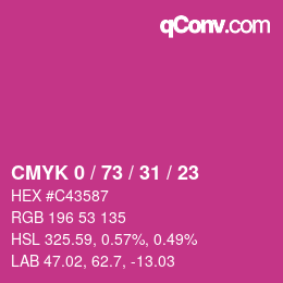 Color code: CMYK 0 / 73 / 31 / 23 | qconv.com