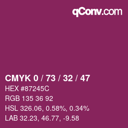 Color code: CMYK 0 / 73 / 32 / 47 | qconv.com