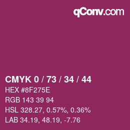 カラーコード: CMYK 0 / 73 / 34 / 44 | qconv.com