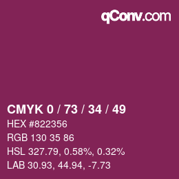 カラーコード: CMYK 0 / 73 / 34 / 49 | qconv.com