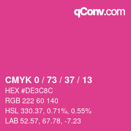 カラーコード: CMYK 0 / 73 / 37 / 13 | qconv.com