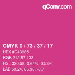 カラーコード: CMYK 0 / 73 / 37 / 17 | qconv.com