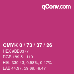 Color code: CMYK 0 / 73 / 37 / 26 | qconv.com