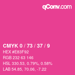 カラーコード: CMYK 0 / 73 / 37 / 9 | qconv.com