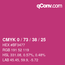 Color code: CMYK 0 / 73 / 38 / 25 | qconv.com