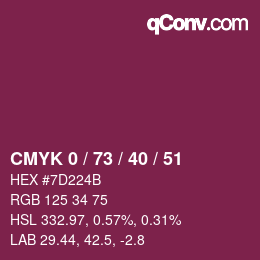 颜色代码: CMYK 0 / 73 / 40 / 51 | qconv.com