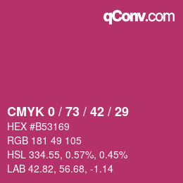 カラーコード: CMYK 0 / 73 / 42 / 29 | qconv.com