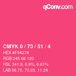 Color code: CMYK 0 / 73 / 51 / 4 | qconv.com