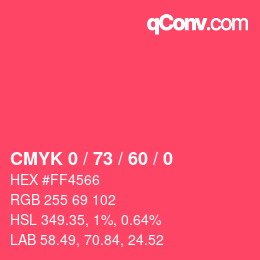 颜色代码: CMYK 0 / 73 / 60 / 0 | qconv.com