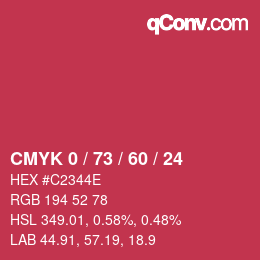 颜色代码: CMYK 0 / 73 / 60 / 24 | qconv.com