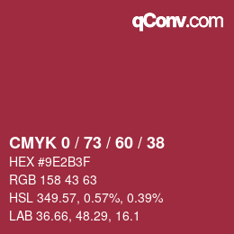 颜色代码: CMYK 0 / 73 / 60 / 38 | qconv.com
