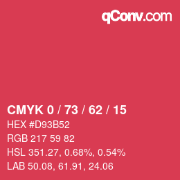 颜色代码: CMYK 0 / 73 / 62 / 15 | qconv.com