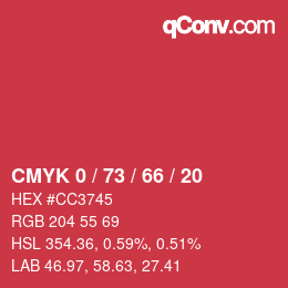 Color code: CMYK 0 / 73 / 66 / 20 | qconv.com