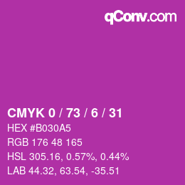 カラーコード: CMYK 0 / 73 / 6 / 31 | qconv.com