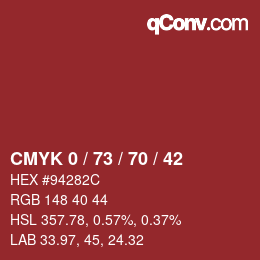 Código de color: CMYK 0 / 73 / 70 / 42 | qconv.com