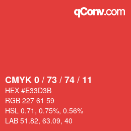 颜色代码: CMYK 0 / 73 / 74 / 11 | qconv.com