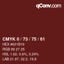 Color code: CMYK 0 / 73 / 75 / 61 | qconv.com