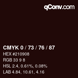 Color code: CMYK 0 / 73 / 76 / 87 | qconv.com