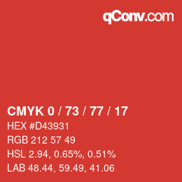 Color code: CMYK 0 / 73 / 77 / 17 | qconv.com