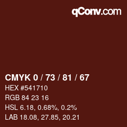 颜色代码: CMYK 0 / 73 / 81 / 67 | qconv.com