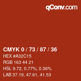 Color code: CMYK 0 / 73 / 87 / 36 | qconv.com