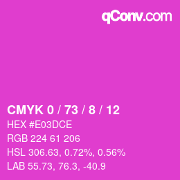 カラーコード: CMYK 0 / 73 / 8 / 12 | qconv.com