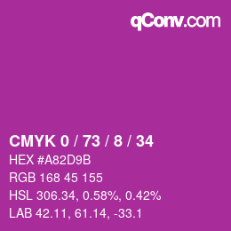 颜色代码: CMYK 0 / 73 / 8 / 34 | qconv.com