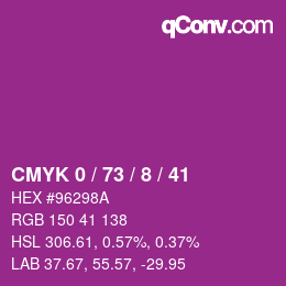 Farbcode: CMYK 0 / 73 / 8 / 41 | qconv.com