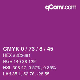 Color code: CMYK 0 / 73 / 8 / 45 | qconv.com