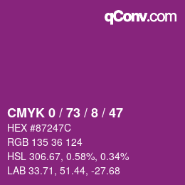 Color code: CMYK 0 / 73 / 8 / 47 | qconv.com