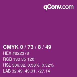 カラーコード: CMYK 0 / 73 / 8 / 49 | qconv.com