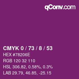 Color code: CMYK 0 / 73 / 8 / 53 | qconv.com